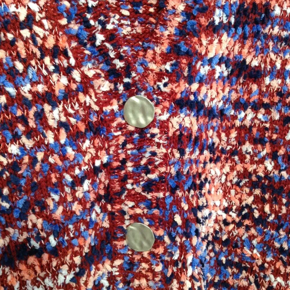 Marc New York Cardigan Sweater Wn M Burgundy Colorful Shag Artsy Oversized 70s
